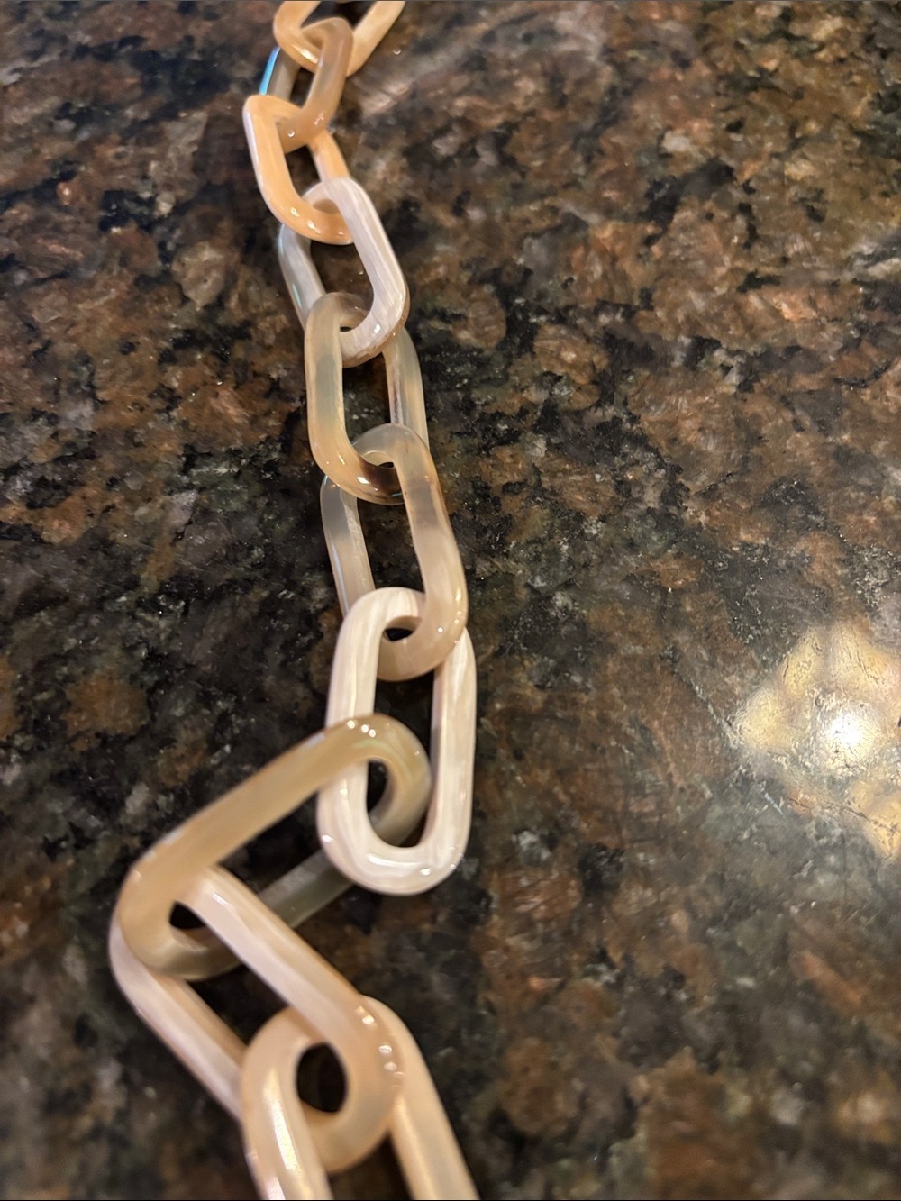 Chunky Neutral Resin Link Necklace Taupe Cream Statement Necklace” - Picture 2 of 3